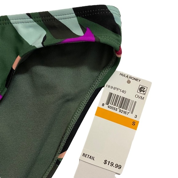 Hula Honey Olive Green Jungle Tropical Print Hipster Bikini Bottom Juniors Small - Picture 9 of 15